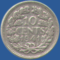 10 центов Нидерландов 1941 года