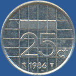 25 центов Нидерландов 1986 года